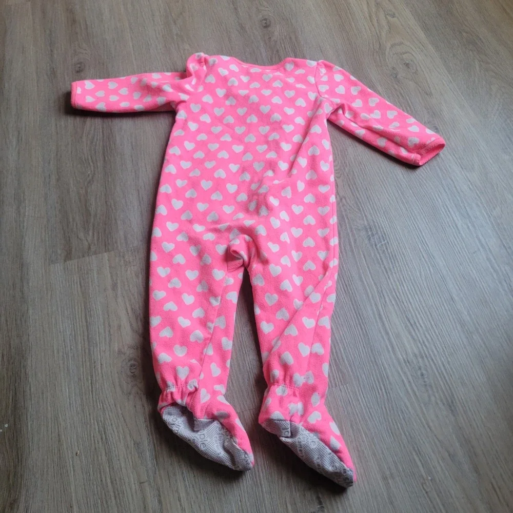 Simple Joys by Carter's Footed Pajamas Girls 18M Pink Heart Owl Fleece Sleeper
